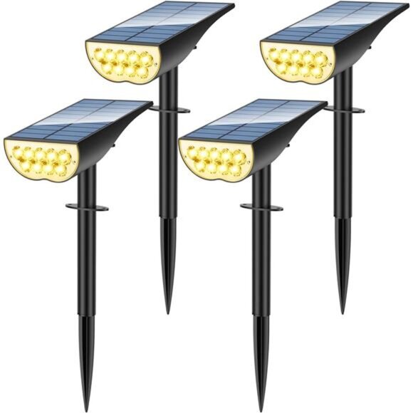 Solar Spot Lights Outdoor Waterproof Landscape Yard Garden Pathway Tree 4 Pack - Picture 1 of 7